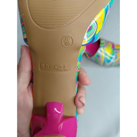 Rouge Helium Womens Multicolor Swirl Open-Toe Mules Size 10 - Picture 4 of 8